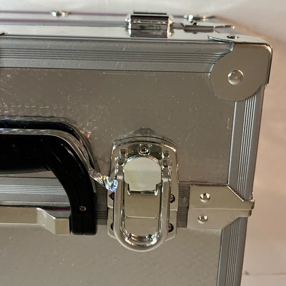 Pink & Silver Makeup Train Case with Multiple Compartments – Portable Organizer - Picture 13 of 16